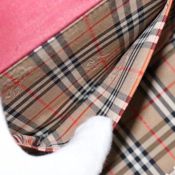 BURBERRY Hand Bag Leather Bordeaux Silver Auth - Picture 14 of 16